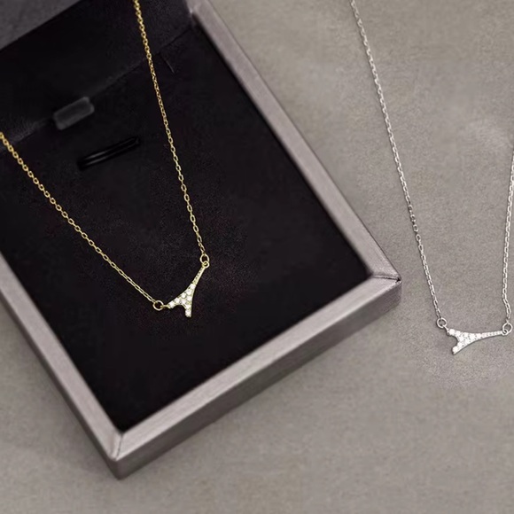 925 Sterling Silver Gold plated Eiffel Tower Pendant Necklace - Picture 5 of 7